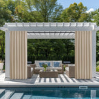 NICETOWN 2 Panels Outdoor Curtains for Patio Waterproof & Windproof, Thermal Insulated Top & Bottom Pocket & Back Tab Light Block Outdoor Drapes with Bonus Rope for Fixed, Biscotti Beige, W52 x L95