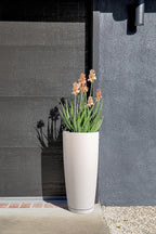 Veradek Vega Round Tall Planter Pots for Indoor/Outdoor Use | Made from Plastic - Stone Mix with Drainage Holes | Perfect for Small to Large Succulent Plants, Flowers, Modern Interior Plants