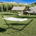2 Person Cotton Hammock with Steel Stand and Carrying Bag, White