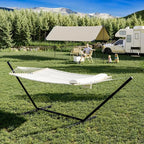 2 Person Cotton Hammock with Steel Stand and Carrying Bag, White
