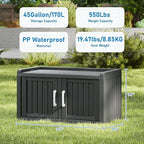2-Tier Storage Bench, Waterproof UV-Resistant Outdoor Shoe Storage Cabinet with 2 Doors & Adjustable Shelves for Indoor Outdoor Entryway, Hallway, Living Room (Black)