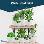 Lifemaster Eco Friendly Plant Pot Set - 10-Pack Home Decor Flower Indoor and Outdoor Plastic Pots with Drainage Holes, Assorted Sizes (7", 6.6", 6", 5.3", 4.8") - Stackable Garden Versatile Planters