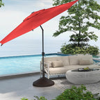 Abba Patio 9FT Lyon Outdoor Patio Umbrella Outdoor Table Umbrella with Push Button Tilt and Crank Market Umbrella 8 Sturdy Ribs UV Protection Waterproof for Garden Deck Backyard Pool Dark Red
