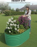 GarveeLife 4x2x2 ft Galvanized Raised Garden Bed - 24 in Tall Metal Planter Box for Vegetables, Flowers, Herbs, Rust-Resistant Outdoor Garden Box, Easy Assembly Raised Beds for Gardening, Green