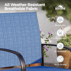 5 Piece Patio Dining Set for 4, 37”x37” Square Table (PVC Wood-Like Table Top) with 1.57" Umbrella Hole, 4 Metal Blue Chairs, Outdoor Table and Chairs Set for Lawn Backyard and Deck