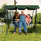 Tangkula 3 Person Porch Swing, Patio Swing with Removable Cushion & Powder-Coated Steel Frame, Outdoor Swing with Canopy for Porch, Backyard, Garden, Balcony (Green)