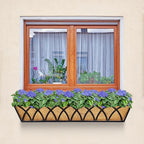 30 Inch Window Deck with Coco Liner Set of 2, 30" Window Boxes Horse Trough with Coconut Coir Liner,Metal Hanging Flower Planter Window Basket Deck Railing Planter Boxes for Outdoor Indoor Lawn