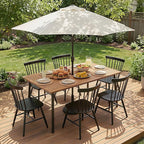Flamaker Acacia Wood Patio Outdoor Dining Table for 6, Outdoor Table with Umbrella Hole and Metal Legs for Garden, 63’’L x 36’’ W x 30’’ H