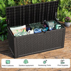 121 Gallon Waterproof Outdoor Storage Box,Resin Deck Box,Lockable Outside Storage Box Container for Patio Furniure,Garden,Pool Tools (121 Gallon,Black)