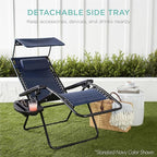 Best Choice Products 30” Wide Folding Zero Gravity Outdoor Recliner Patio Lounge Chair w/Adjustable Canopy Shade, Headrest, Side Accessory Tray - Black