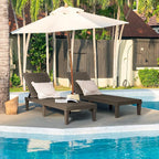 Greesum Outdoor Chaise Lounge Chairs Set of 2 with 5-Position Adjustable Backrest, Waterproof PP Sun Chaise Loungers for Garden Pool Beach Patio Deck Sunbathing, Brown