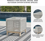 Signature Design by Ashley Seton Creek Contemporary Chic Outdoor All-Weather Resin Wicker End Table with Tempered Glass Tabletop, Gray & Light Brown