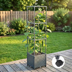 Raised Garden Bed with Tomato Planter Cage, Trellis Planter Boxes for Outdoor Patio Greenhouse Gardening Climbing Vegetables