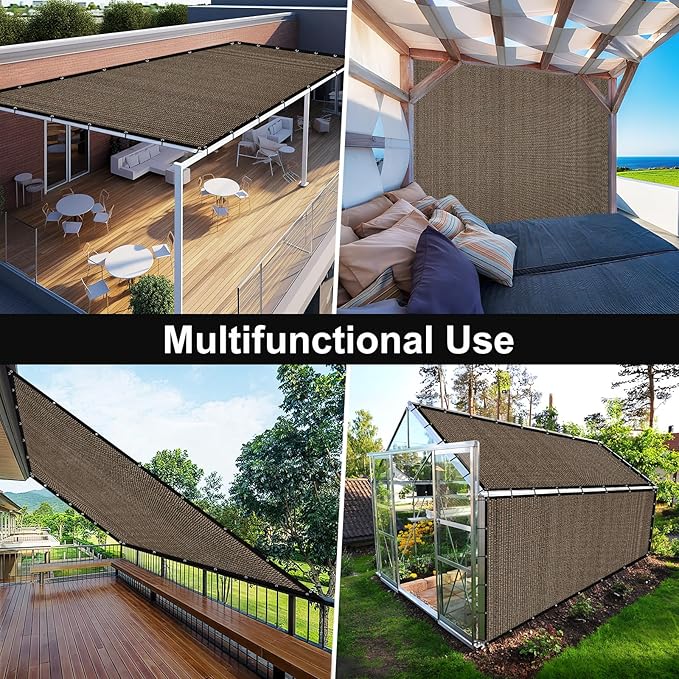 Artpuch 90% Sun Shade Cloth, 6 x 10 FT Pergola Shade Cover Canopy with Grommets, Sun Screen Fabric Tarp for Patio, Outdoor, Garden, Backyard, Mocha