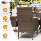 Wisteria Lane 10-Pieces Outdoor Patio Table and Chairs, Rattan Patio Table Set with Acacia Wood Tabletop, Patio Dining Furniture Set for 8 with Removable Cushions for Deck Garden Backyard, Brown