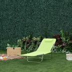 Outsunny Folding Chaise Lounge Pool Chairs, Outdoor Sun Tanning Chairs with Pillow, Reclining Back, Steel Frame & Breathable Mesh for Beach, Yard, Patio, Green