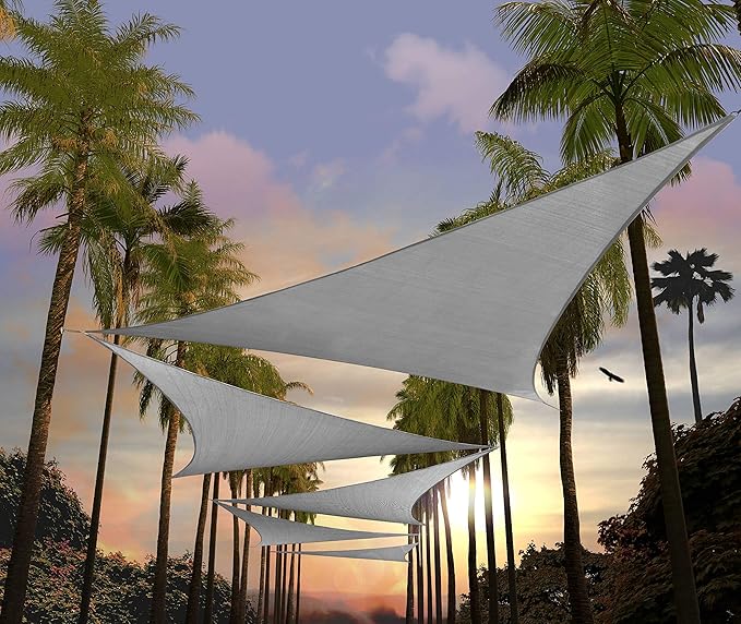 Amgo Custom Size 12' x 12' x 12' Grey Triangle Sun Shade Sail Order to Make Canopy Awning UPF50+ AGSLT, 95% UV Blockage, Water & Air Permeable, 200GSM Commercial Standard (We Customize)