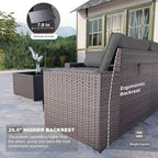 Kullavik 9 Pieces Outdoor Patio Furniture Set,PE Wicker Rattan Sectional Sofa Patio Conversation Sets with Swivel Rocking Chairs Set,Grey