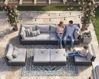 NICESOUL 8 Person Outdoor Patio Furniture Set, Extra Large Wicker Sectional Sofa with Ottoman, All-Weather Wide and Deep Seating Conversations for Outside Garden, 29.3'' High Back Comfy Couches,Grey