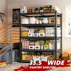 REIBII 2400LBS Storage Shelves 5 Tier Garage Shelving Heavy Duty Adjustable Garage Shelves, Utility Rack Shelf, Shelving Units for Storage Warehouse Pantry Closet, 35.5" W x 11.9" D x 72" H, 4 Pack