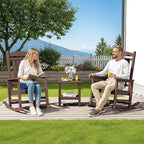 SERWALL HDPE Outdoor Rocking Chair Set of 4, Oversized Patio Rocking Chairs, All-Weather Porch Rockers for Adults, Coffee