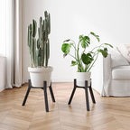 Adjustable Plant Stands Set of 2, Metal Small Plant Holder, Heavy Duty Stable Flower Holder Stand Rack for Various Pot Sizes Indoor Outdoor Corner Living Room Balcony Office Black PS-007BK-2