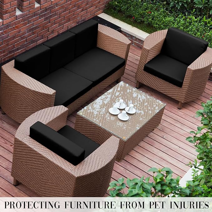 Cushion Covers, Stretch Patio Set, 4 to 14 Pieces, Black
