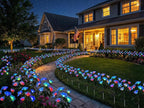 Solar Garden Rose Lights by FANCYPOP, 2 Pack Most Realistic 12 LED Flower Stake Lights, IP65 Waterproof 7 Color Changing Solar Decor for Walkway/Graveyard, Heartwarming Gifts for Grandma & Mom, Blue