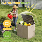 32 Gallon Outdoor Storage Box - Deck Box Container for Patio, Pool, and Garden-Waterproof and UV Resistant Resin,Lockable (Grey)