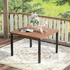VICLLAX Outdoor Dining Set for 4, 5 Pieces Patio Dining Furniture Set with Umbrella Hole- 40.2" Patio Table and Chairs for Balcony, Garden and Deck, Walnut Tabletop