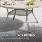 VICLLAX Patio Table and Chair Set of 6, All Weather Metal Round Outdoor Dining Furniture Set-47 Round Outdoor Table and Chairs, Sandshell Tabletop
