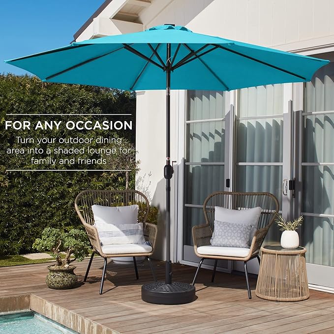 Best Choice Products 10ft Outdoor Table Compatible Steel Polyester Market Patio Umbrella w/Crank and Easy Push Button Tilt
