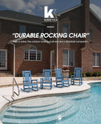 KINGYES HDPE Rocking Chairs Outdoor, Patio Rocking Chairs with 330lbs Support, Smooth Porch Rocker for Deck Lawn Yard, Navy