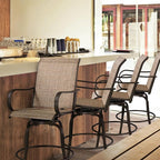 Yaheetech Patio Swivel Barstools Outdoor Chairs Set of 6, High Bistro Stools Outdoor Furniture, All-Weather Patio Stools for Outside, Beach, Lawn, Poolside and Garden, Brown