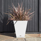 Veradek Nobleton Indoor/Outdoor Wide Square Planter (White, 22 inch - 2 Pack with 2 Saucer Trays)