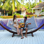 Lazy Daze Hammocks Quick Dry Hammock with Spreader Bar Textliene Fabric Double 2 Person Hammock with Chains Outdoor Patio Poolside Backyard Beach 450 lbs Capacity, Four Leaf Clover
