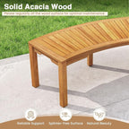 Tangkula Outdoor Curved Bench, Acacia Wood Fire Pit Bench w/Slatted Seat, Patio Backless 2-Person Seating for Porch, Yard, Garden, 800 LBS Max Load, Oil Painted (2, 45")