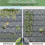 Casaphoria Metal Privacy Screen Outdoor, 72" H x 47" W Freestanding Decorative Privacy Screen for Patio Deck Balcony Garden with Stable Base, Grey-Star