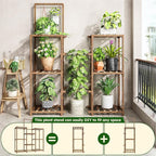 EnHomee Plant Stand Indoor Large Plant Stand Outdoor 5 Tiers Wood Tiered Plants Shelf for Multiple Plants with 10-15 Potted for Living Room Patio Balcony Yard Garden 34.3" W x 11.8" D x 47.2" H