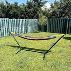 SZHLUX Double Hammock with Stand for Outside 450lb Capacity Steel Stand, Premium Carry Bag Included and Two Anti Roll Balance Beam