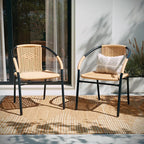 Lila 2 Pack Beige Rattan Indoor-Outdoor Restaurant Stack Chair