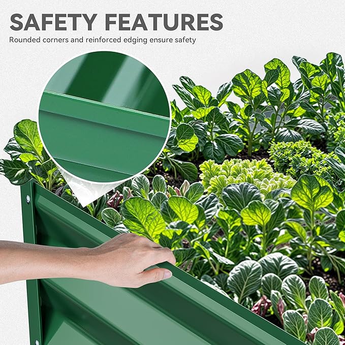 YITAHOME 72x36x18 in 2pcs Galvanized Raised Garden Bed Kit, Large Metal Planter Box with Gloves & Support Rod, Outdoor Flower Bed for Plants Vegetables, Green