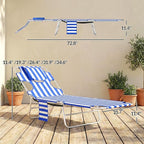 Outsunny Chaise Lounge Chair Outdoor with Face Arm Hole, 5-Position Reclining Face Down Tanning Chair with Carry Strap, Side Pocket, Portable Folding Bed Cot for Patio Beach Pool, Blue Stripe