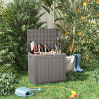 ROJIK Outdoor Storage Housing Deck Box - Waterproof Patio Furniture, Garden Tools, Cushions, Pool Accessories Storage Bench with Lockable Lid and Side Handles (Grey)