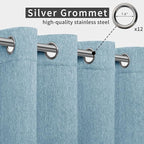 Easy-Going Linen Look Outdoor Curtains Waterproof Windproof Porch Curtains, Soft Thicken Outdoor Privacy Curtains for Patio, Gazebo, Grommet Top and Tab Bottom Drape, 1 Panel, 110x120 inch, Sky Blue