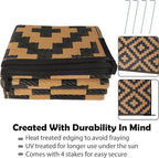 SAND MINE Reversible Mats, Plastic Straw Rug, Modern Area Rug, Large Floor Mat and Rug for Outdoors, RV, Patio, Backyard, Deck, Picnic, Beach, Trailer, Camping, Black & Brown, 6' x 9'