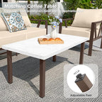 Outdoor Patio Furniture Set, 4 Pieces Metal Patio Furniture Set with Coffee Table, Modern Outdoor Patio Conversation Seating Set with 6” Thick Cushions, Upgrade Beige