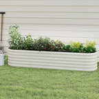 Galvanized Raised Garden Bed, Outdoor Planter Bed, Metal Planter Box for Gardening and Planting,8x2x1.5ft, Milk White