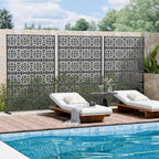 Casaphoria Metal Privacy Screen Outdoor, 72" H x 47" W Freestanding Decorative Privacy Screen for Patio Deck Balcony Garden with Stable Base, Drakgrey-Perilla