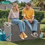 YITAHOME 100 Gallon Resin Deck Box, Weather Resistant Outdoor Storage Box, Lockable Indoor Outdoor Storage for Supplies and Essentials, Taupe